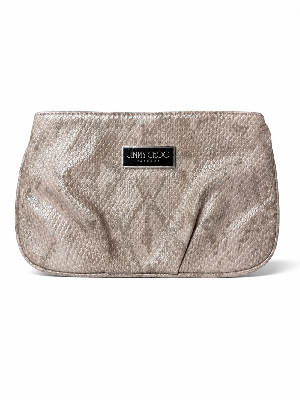 Jimmy Choo Parfums Shiney Taupe Snake-Embossed Clutch / Cosmetic Bag